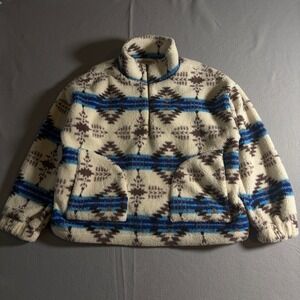 Kori America Womens Medium Aztec‎ Sherpa Fleece Quarter Zip Pullover